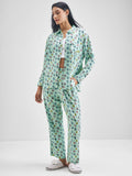 Disney By Tokyo Talkies Women Green Donald Duck Shirt With Trouser Co-Ords - Green - Image 1