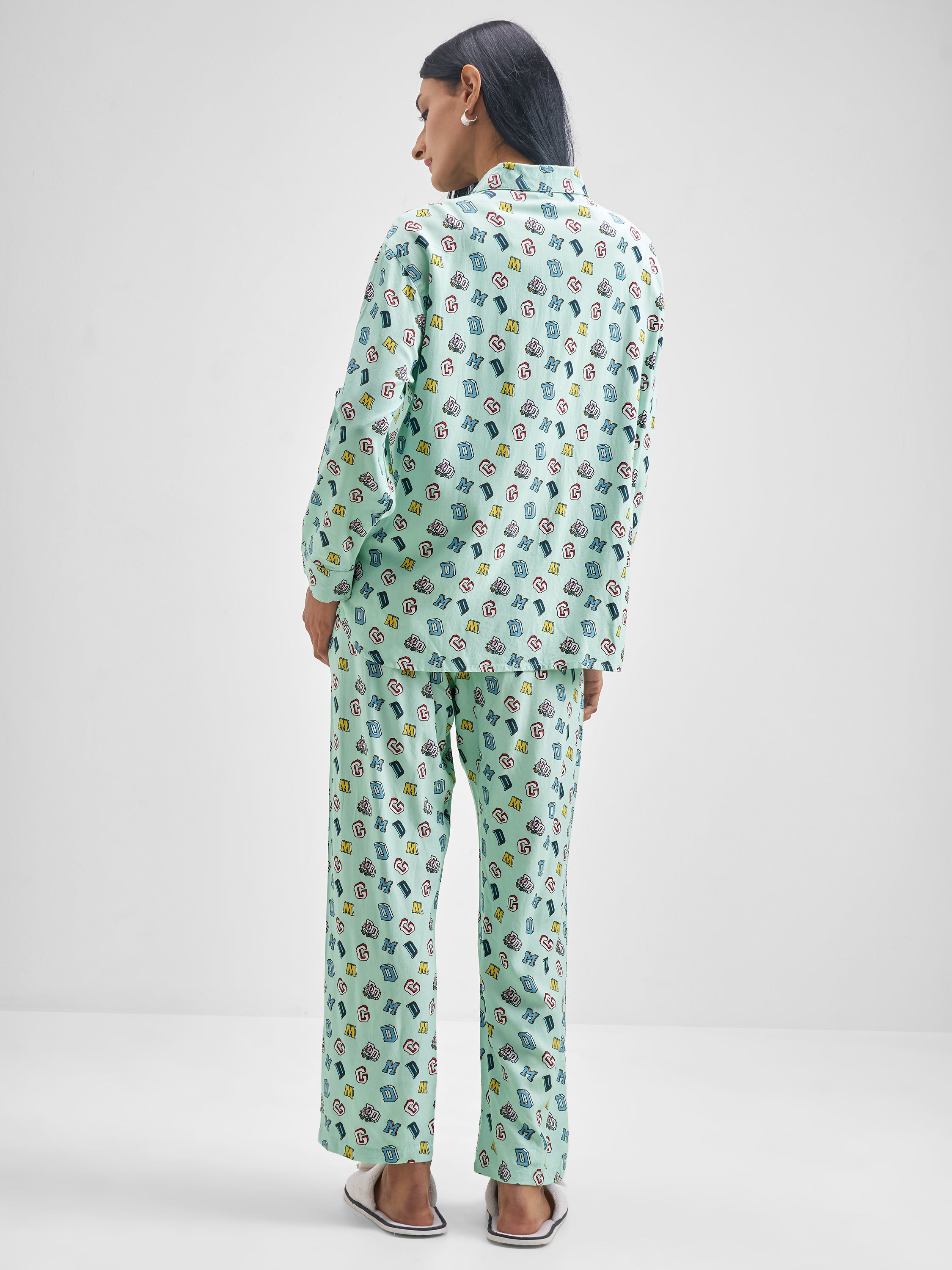 Disney By Tokyo Talkies Women Green Donald Duck Shirt With Trouser Co-Ords - Green - Image 3