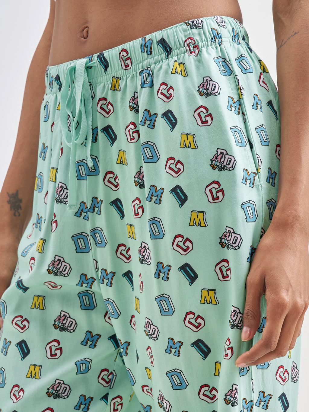 Disney By Tokyo Talkies Women Green Donald Duck Shirt With Trouser Co-Ords - Green - Image 6