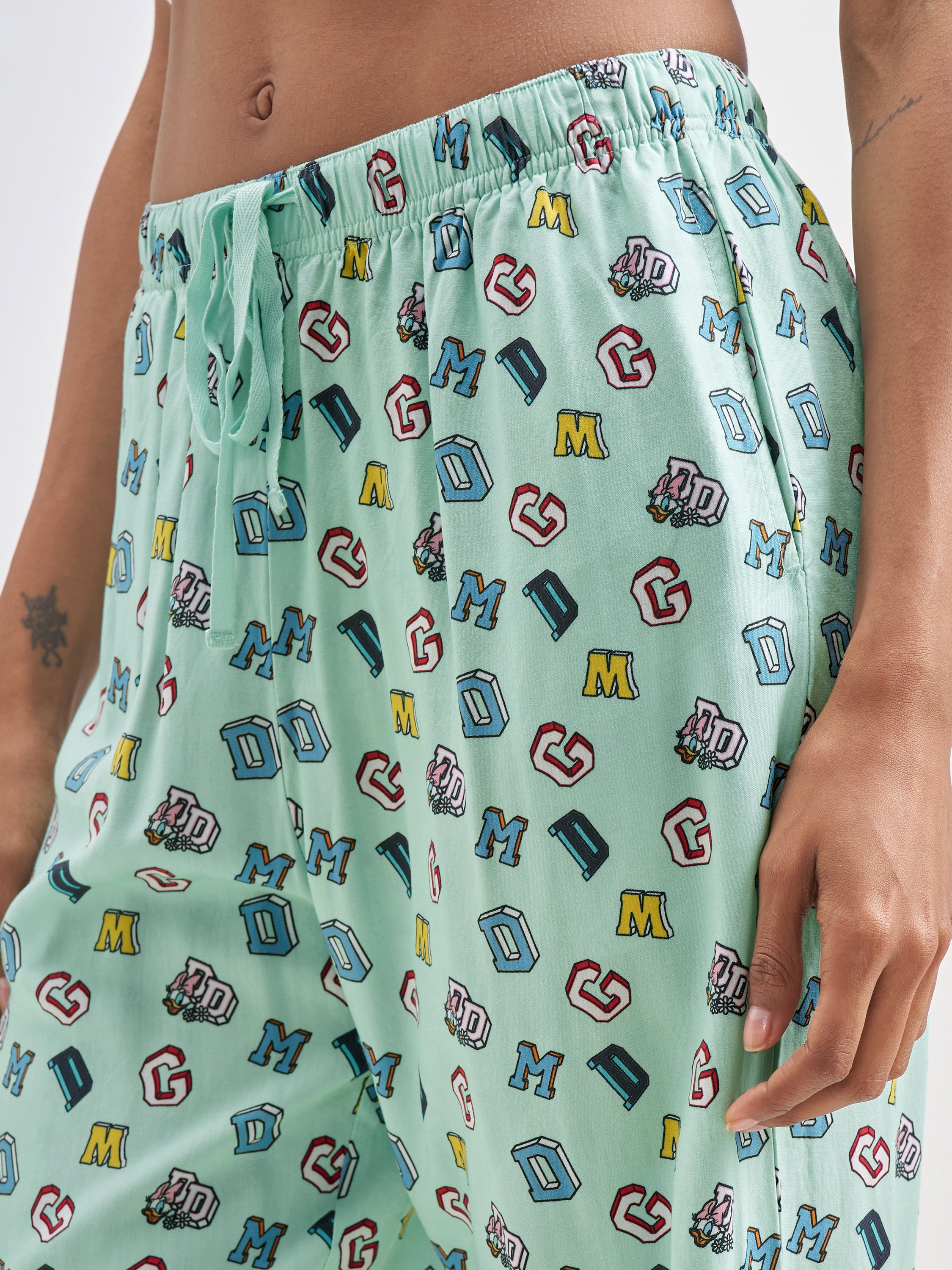 Disney By Tokyo Talkies Women Green Donald Duck Shirt With Trouser Co-Ords - Green - Image 6
