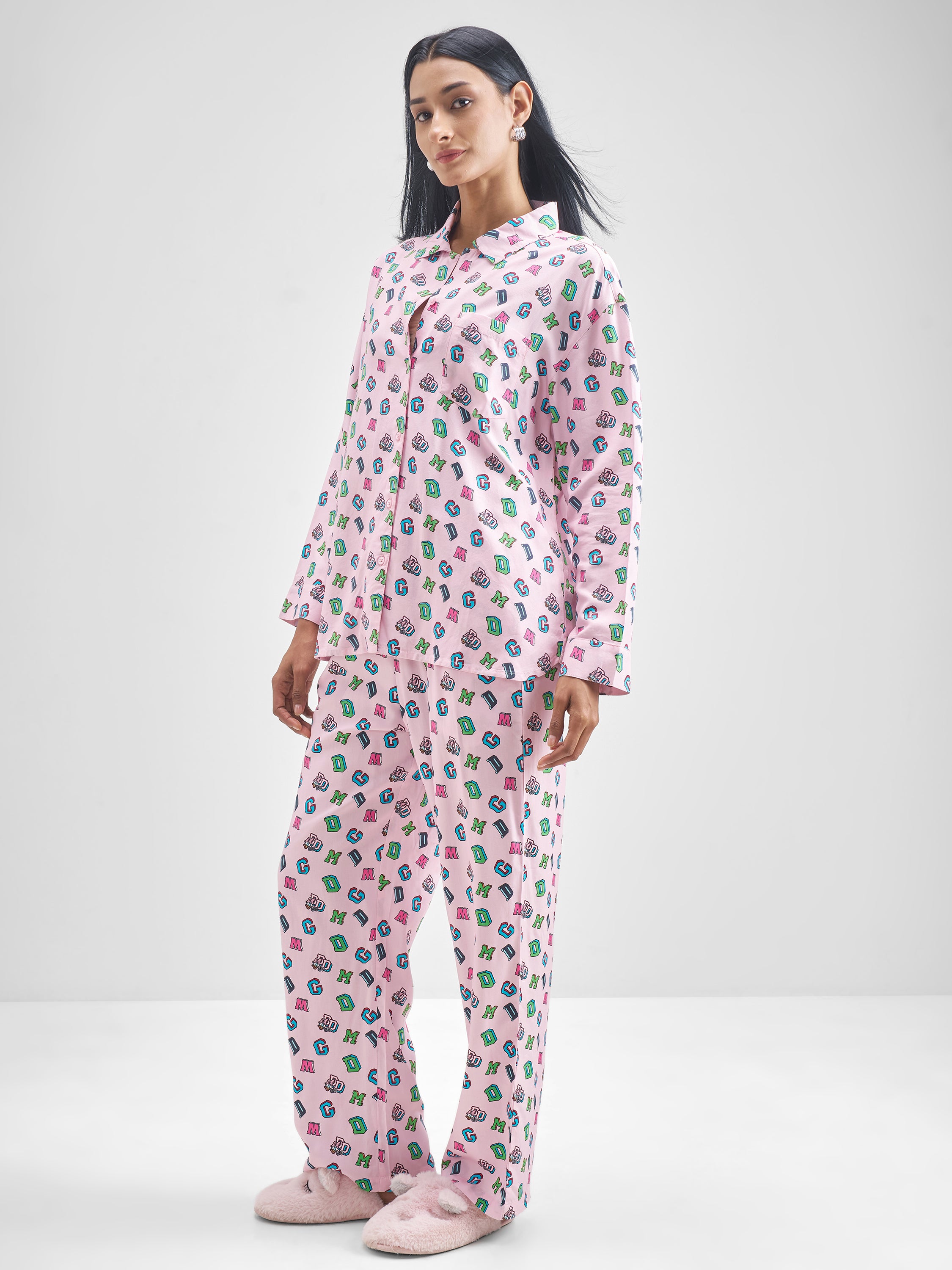 Disney By Tokyo Talkies Women Pink Donald Duck Shirt With Trouser Co-Ords - Pink - Image 2