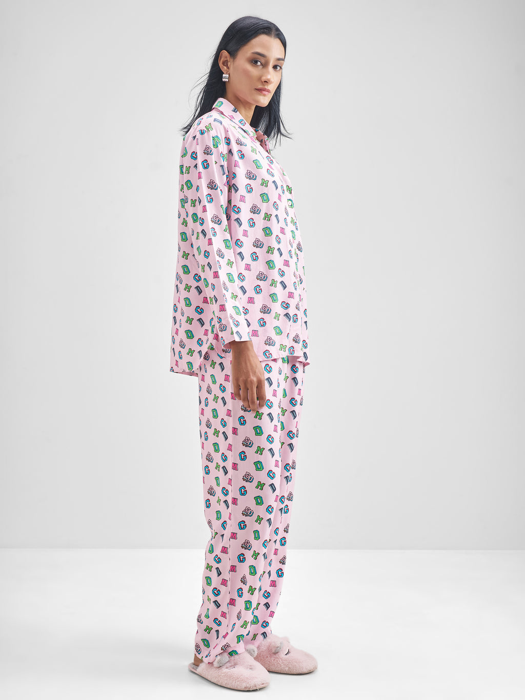 Disney By Tokyo Talkies Women Pink Donald Duck Shirt With Trouser Co-Ords - Pink - Image 4
