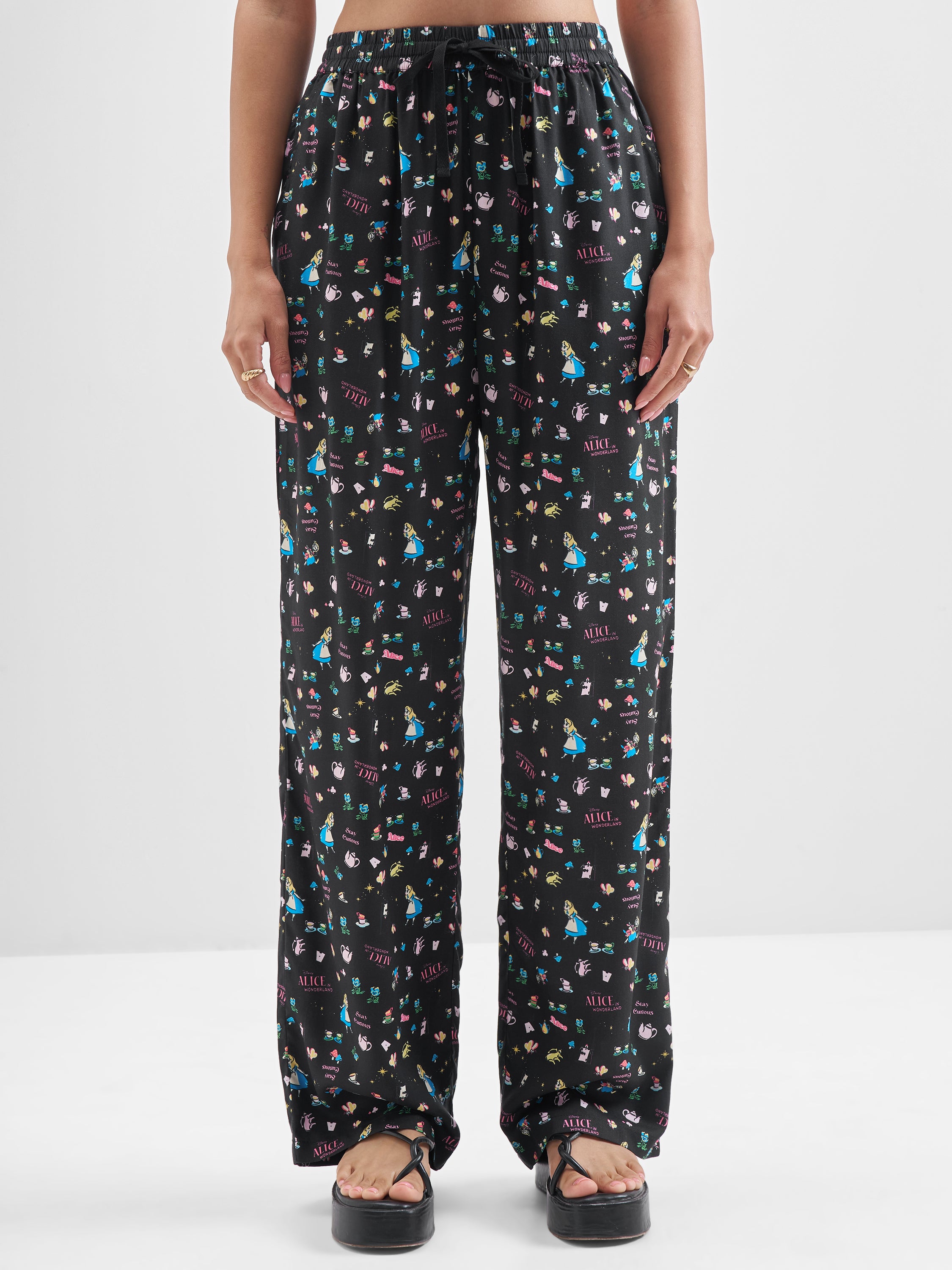 Disney By Tokyo Talkies Women Black Alice Shirt With Trouser Co-Ords - Black - Image 8