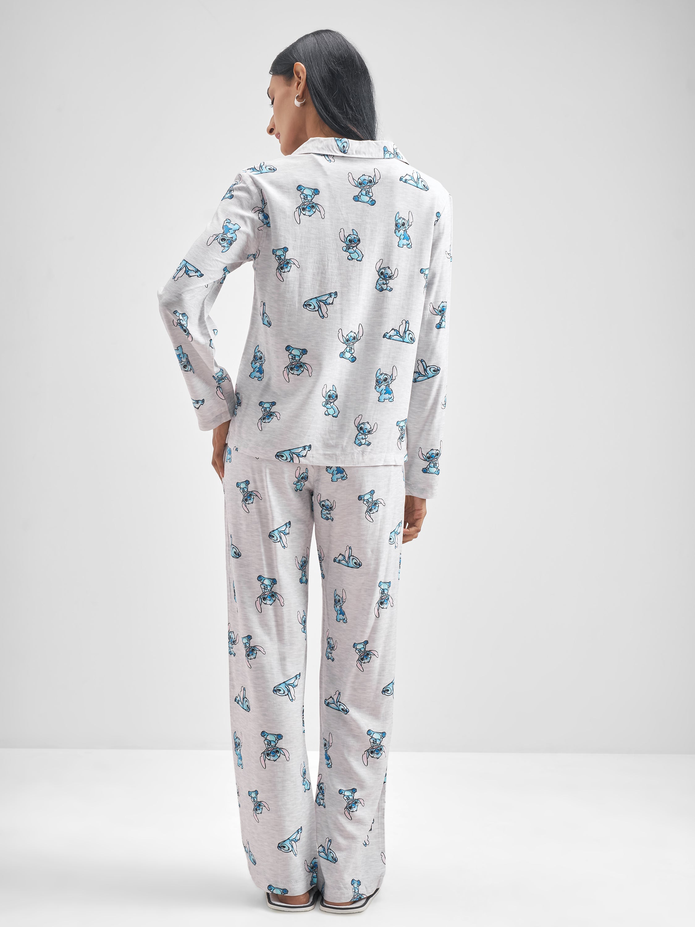 Disney By Tokyo Talkies Women Grey Stitch Shirt With Trouser Co-Ords - Grey - Image 3