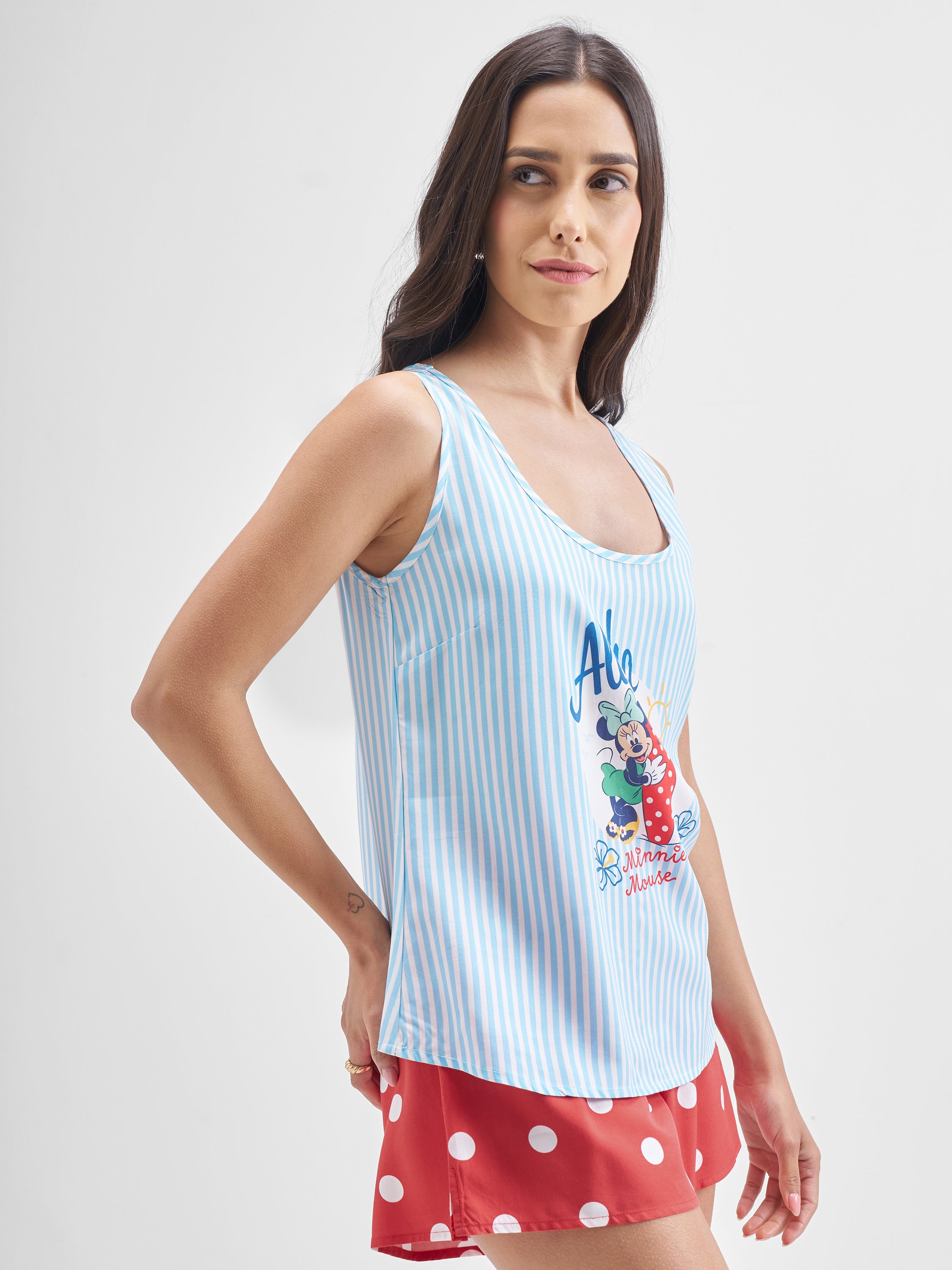 Disney By Tokyo Talkies Women White Minnie Mouse Shirt With Trouser Co-Ords - White - Image 6