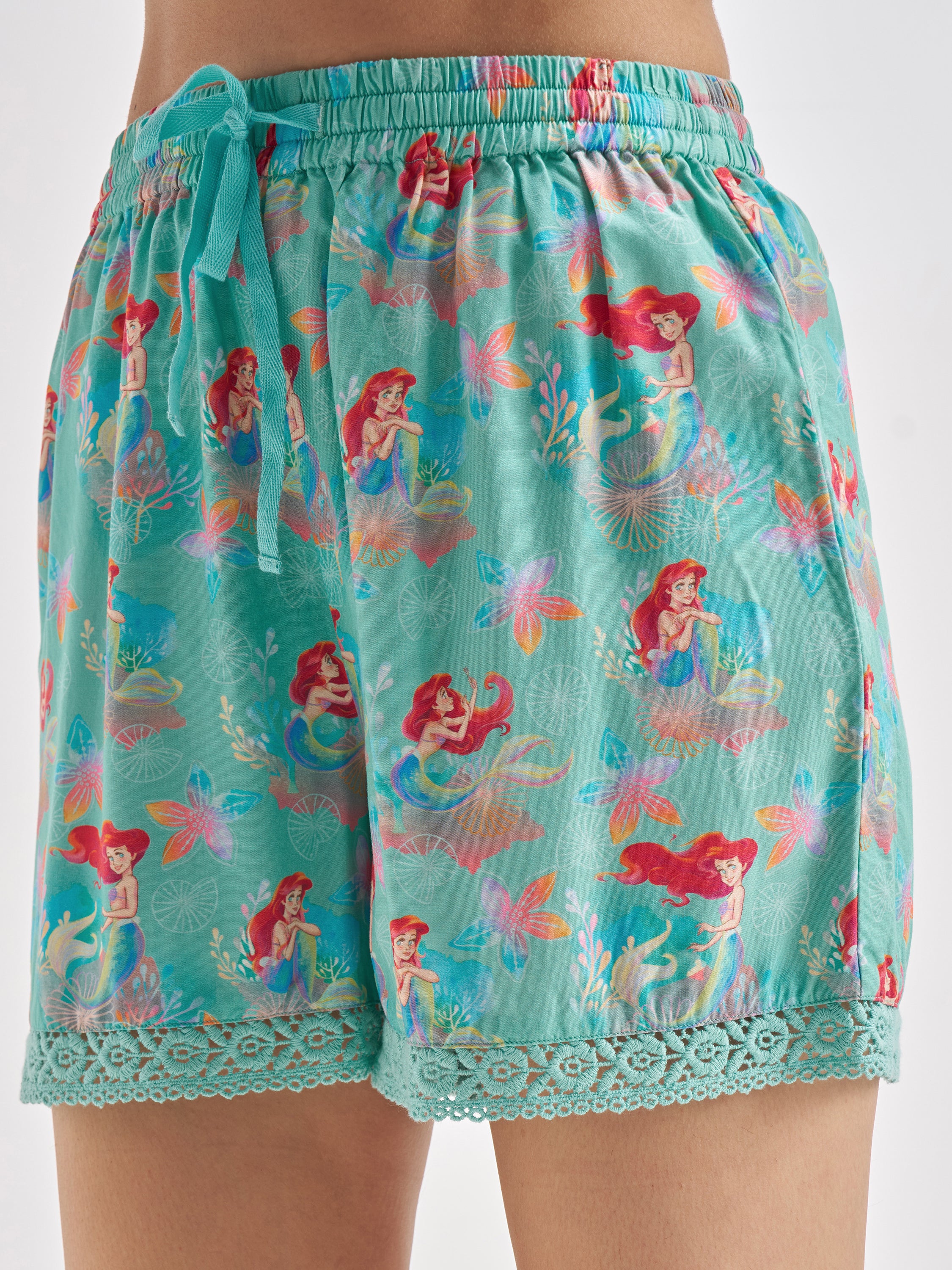 Disney By Tokyo Talkies Women Turquoise Little Mermaid Top With Shorts Co-Ords - Turquoise - Image 7