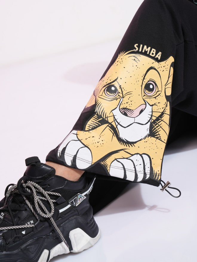 Disney By Tokyo Talkies Women Black Lion King Printed Straight Fit Cargos - Black - Image 7