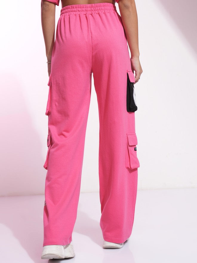 Disney By Tokyo Talkies Women Pink Mickey Mouse Printed Straight Fit Cargos - Pink - Image 3