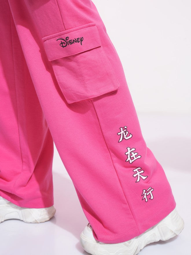 Disney By Tokyo Talkies Women Pink Mickey Mouse Printed Straight Fit Cargos - Pink - Image 7