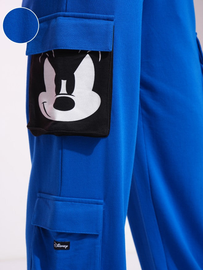 Disney By Tokyo Talkies Women Blue Mickey Mouse Printed Straight Fit Cargos - Blue - Image 5