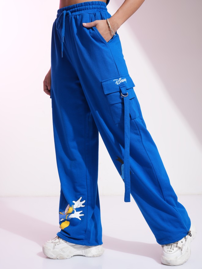 Disney By Tokyo Talkies Women Blue Donald Duck Printed Straight Fit Cargos - Blue - Image 4