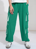 Disney By Tokyo Talkies Women Green Mickey Mouse Printed Regular Fit Cargos - Green - Image 1