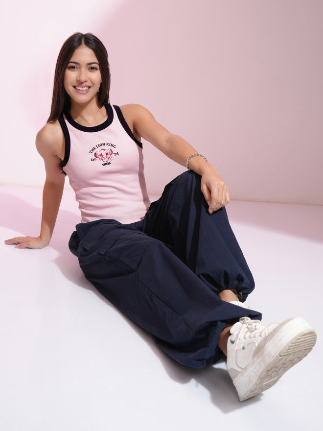 Disney By Tokyo Talkies Women Pink Lion King Embroidered Fitted Top - Pink - Image 2