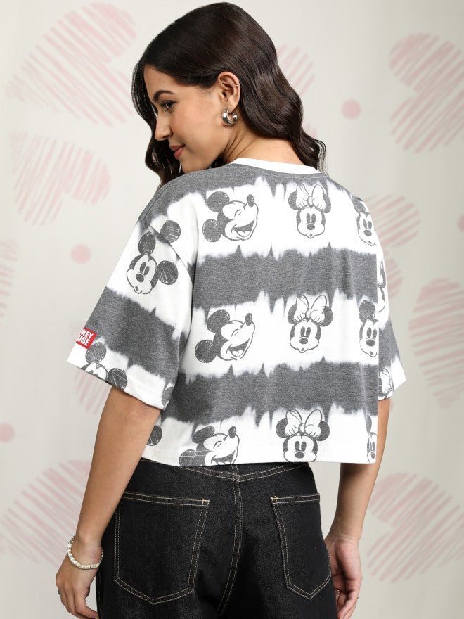 Disney By Tokyo Talkies Women Black Mickey Mouse Printed Round Neck T-Shirt - Black - Image 3