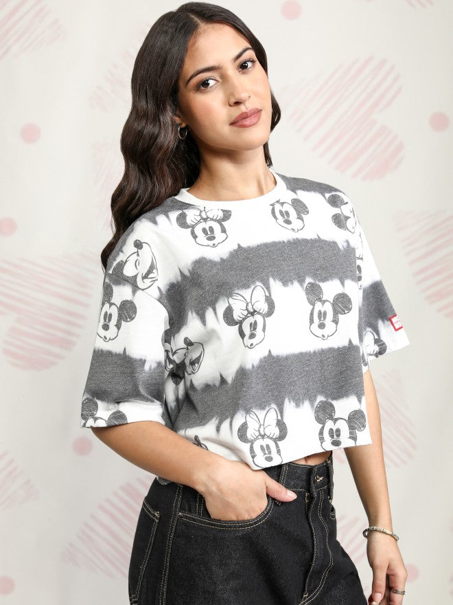 Disney By Tokyo Talkies Women Black Mickey Mouse Printed Round Neck T-Shirt - Black - Image 6