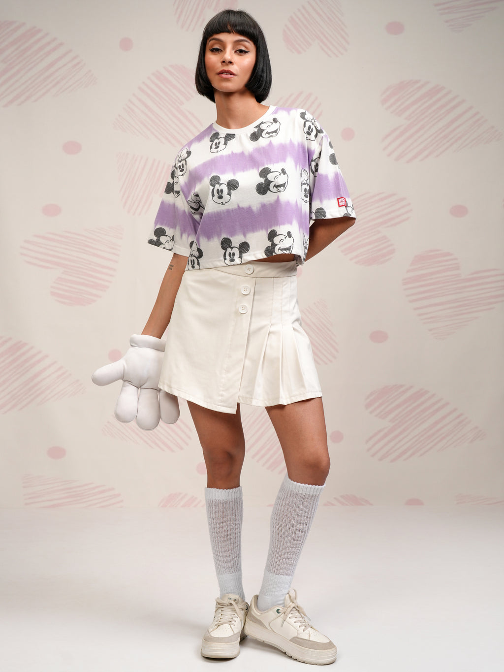 Disney By Tokyo Talkies Women Lavender Mickey Mouse Printed Boxy Top - Lavender - Image 2