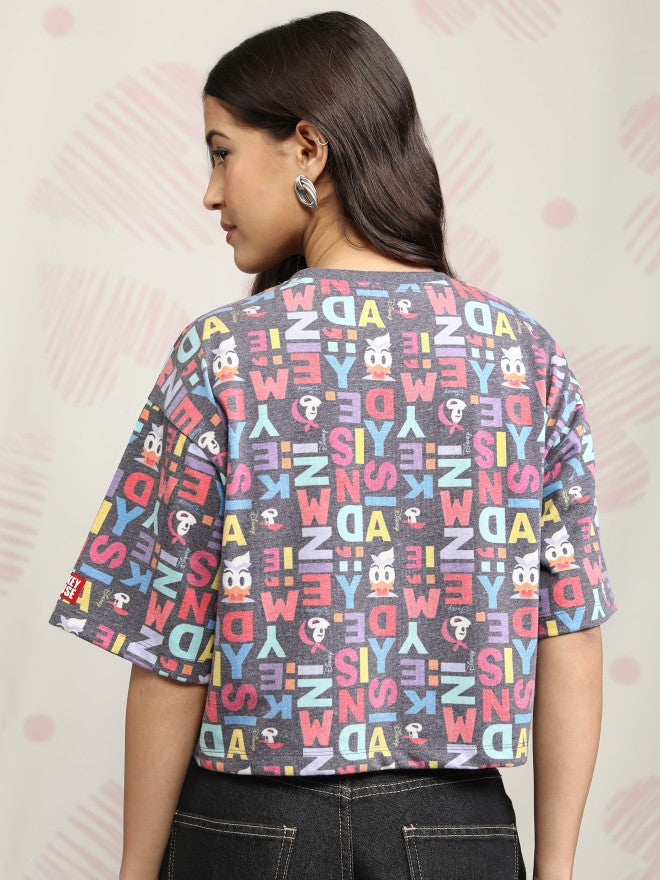 Disney By Tokyo Talkies Women Black Mickey Mouse Printed Round Neck T-Shirt - Black - Image 3