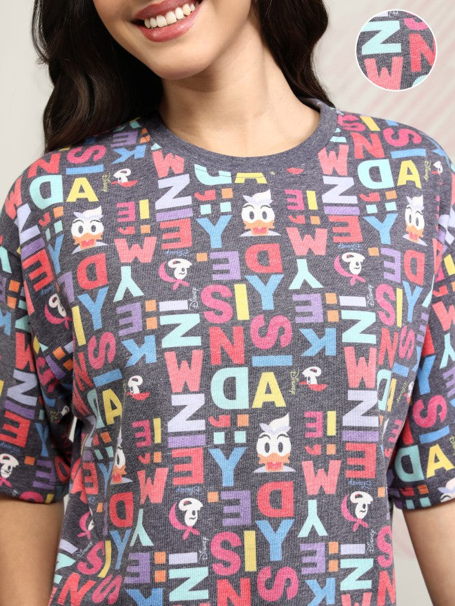 Disney By Tokyo Talkies Women Black Mickey Mouse Printed Round Neck T-Shirt - Black - Image 5