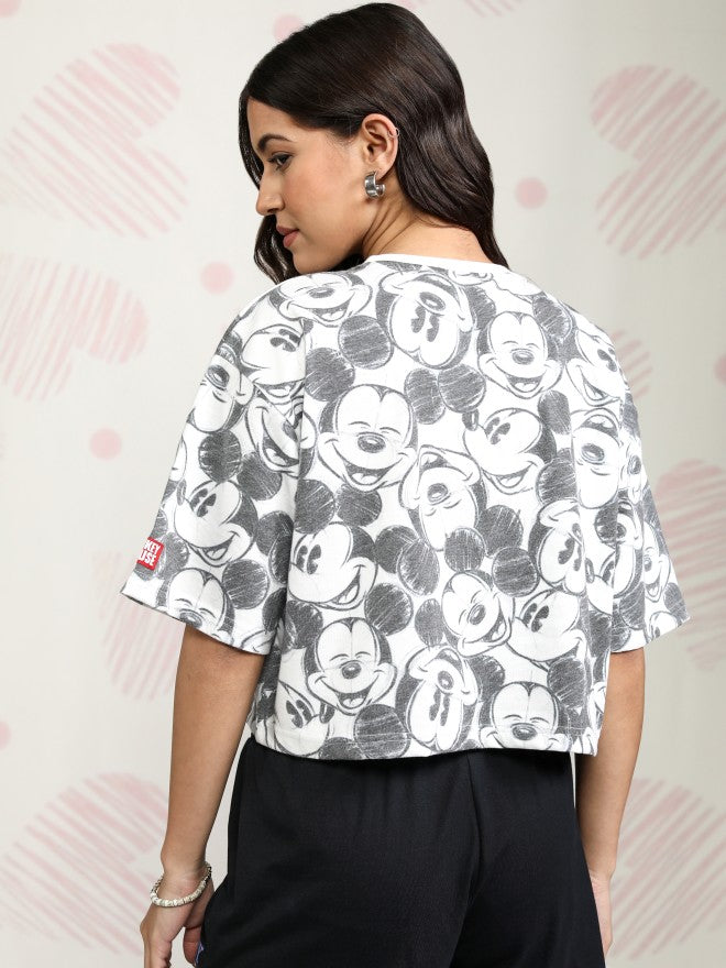 Disney By Tokyo Talkies Women Black Mickey Mouse Printed Round Neck T-Shirt - Black - Image 3