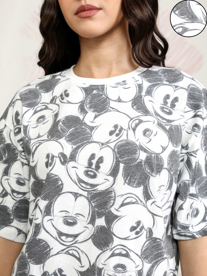 Disney By Tokyo Talkies Women Black Mickey Mouse Printed Round Neck T-Shirt - Black - Image 5