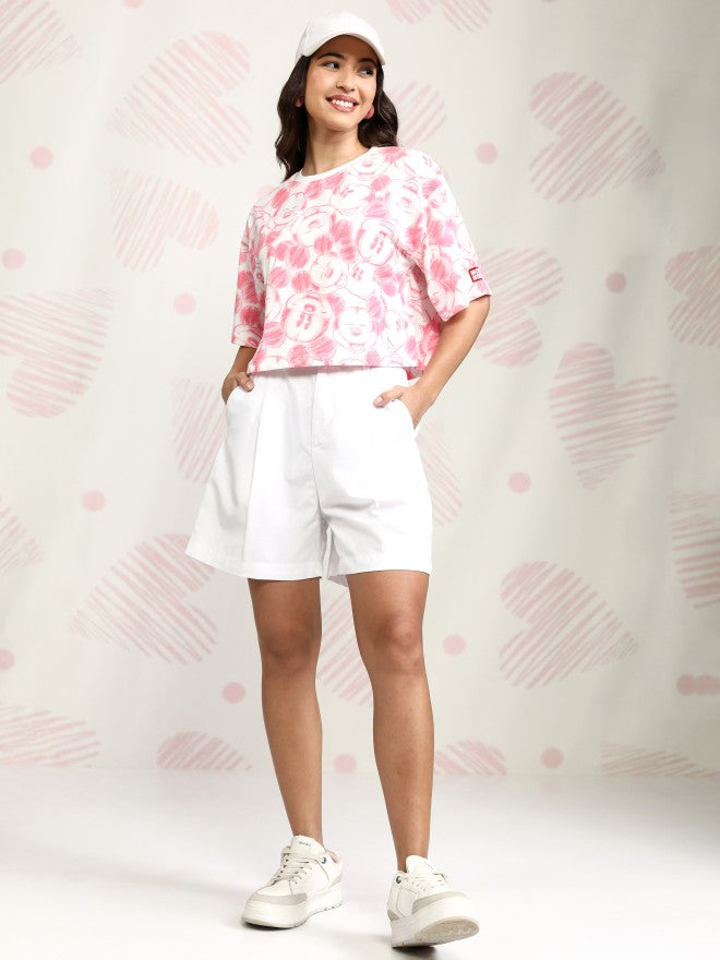 Disney By Tokyo Talkies Women Pink Mickey Mouse Printed Round Neck T-Shirt - Pink - Image 2