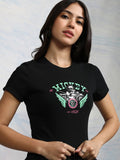 Disney By Tokyo Talkies Women Black Mickey Mouse Printed Round Neck T-Shirt - Black - Image 1