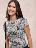 Disney By Tokyo Talkies Women Grey Mickey Mouse Printed Round Neck T-Shirt - Grey - Image 1