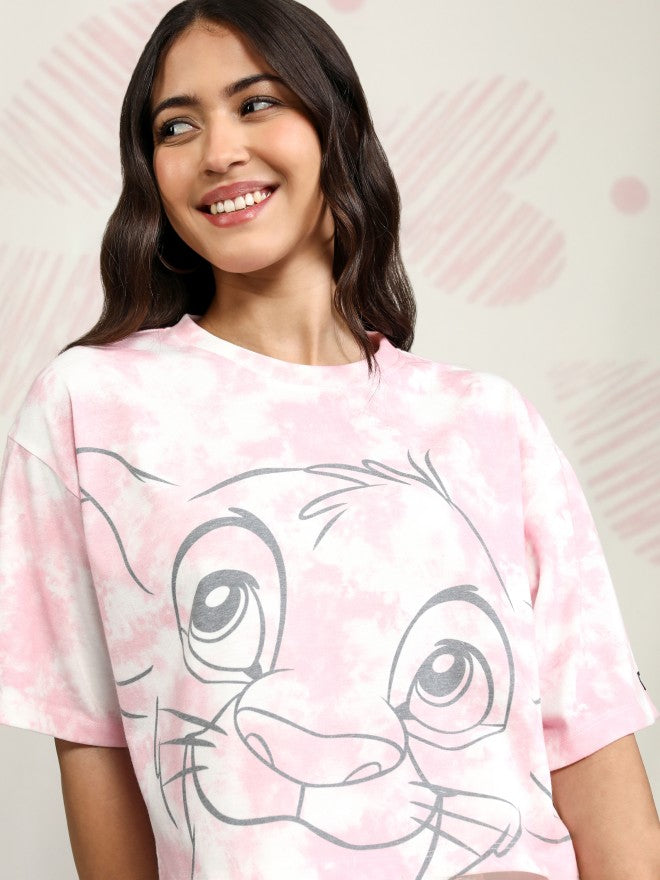 Disney By Tokyo Talkies Women Pink Lion King Printed Round Neck T-Shirt - Pink - Image 1
