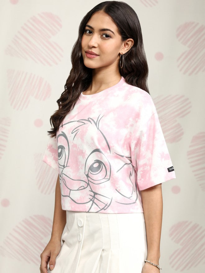 Disney By Tokyo Talkies Women Pink Lion King Printed Round Neck T-Shirt - Pink - Image 4