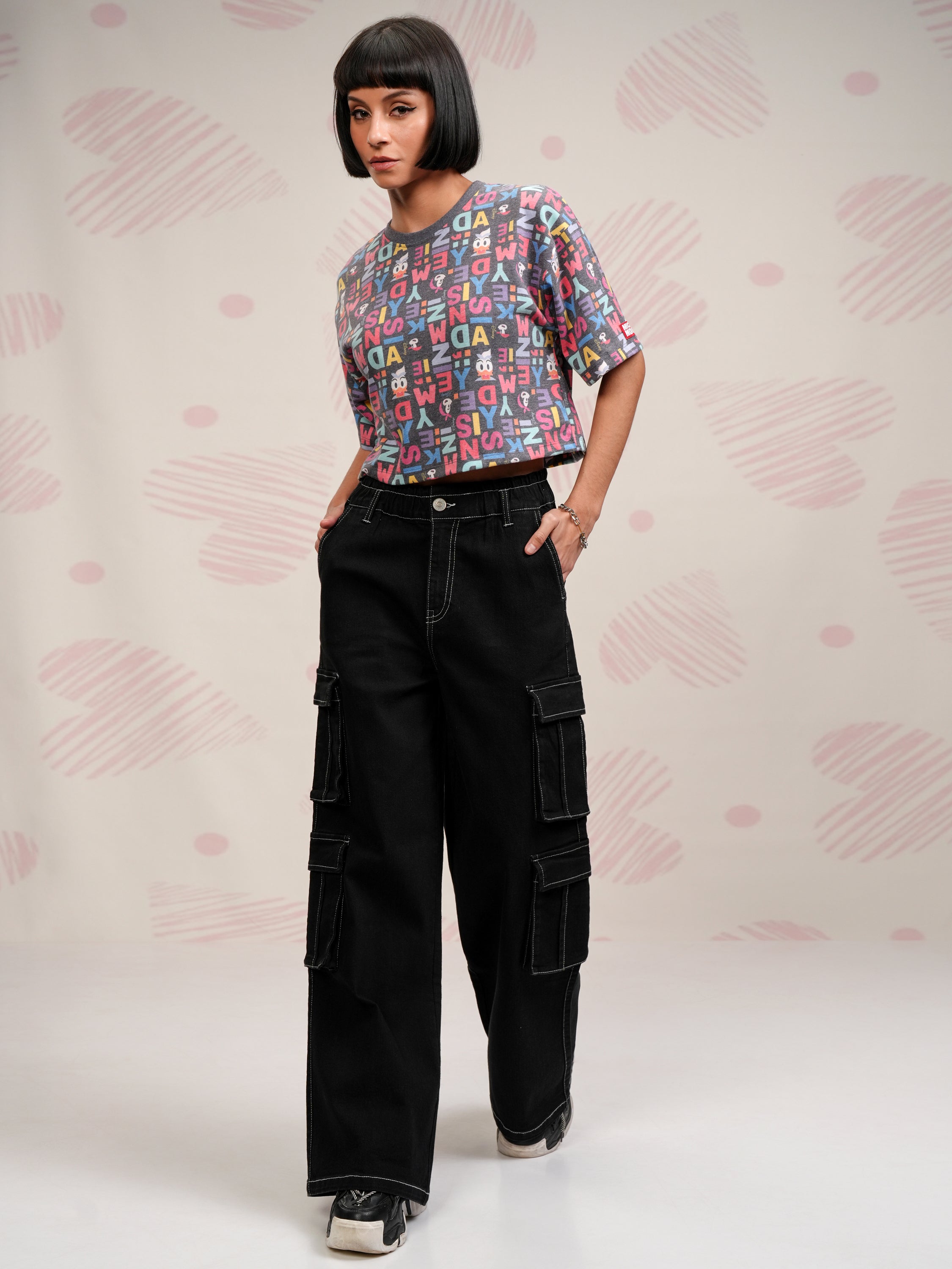 Disney By Tokyo Talkies Women Black Mickey Mouse Printed Round Neck T-Shirt - Black - Image 2