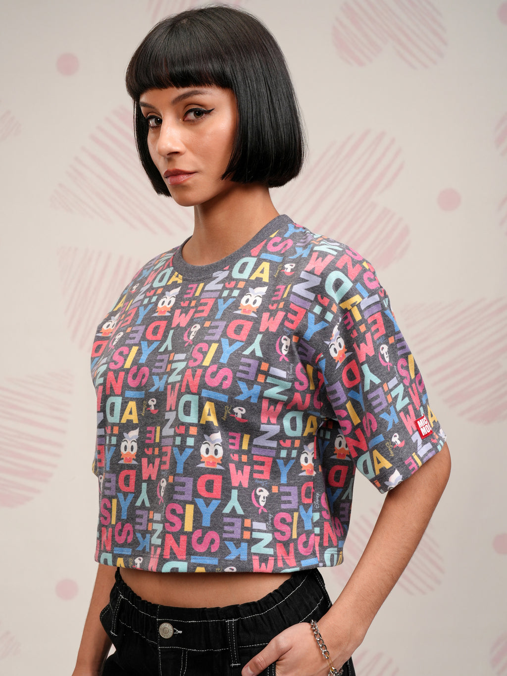Disney By Tokyo Talkies Women Black Mickey Mouse Printed Round Neck T-Shirt - Black - Image 4