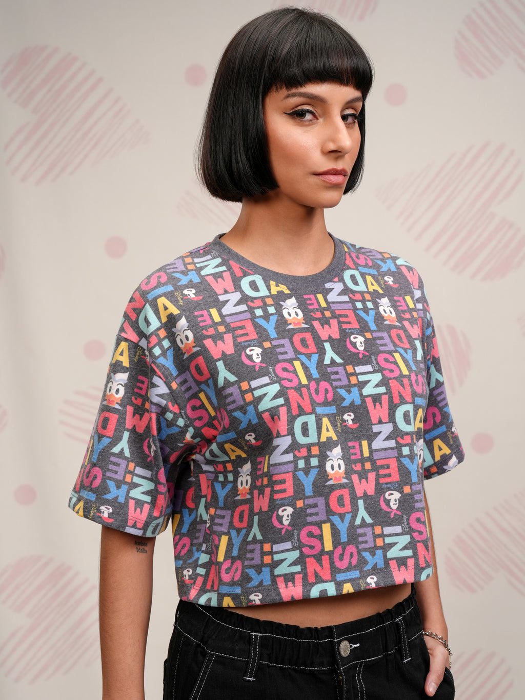 Disney By Tokyo Talkies Women Black Mickey Mouse Printed Round Neck T-Shirt - Black - Image 6