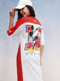 Disney By Tokyo Talkies Women Red Mickey Mouse Printed T-Shirt Dress - Red - Image 1