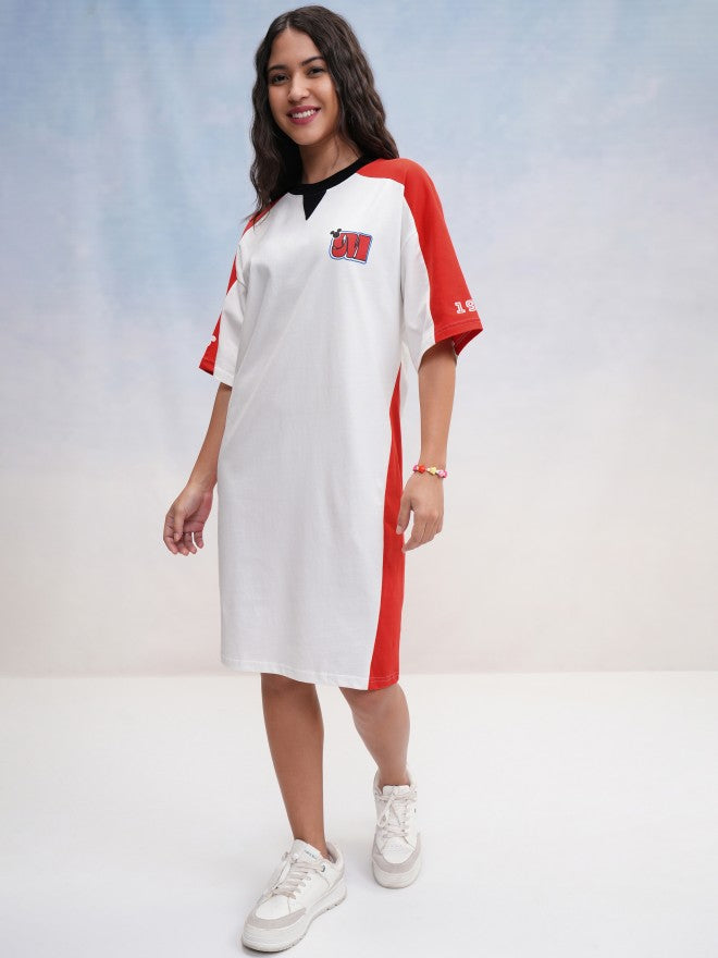 Disney By Tokyo Talkies Women Red Mickey Mouse Printed T-Shirt Dress - Red - Image 3