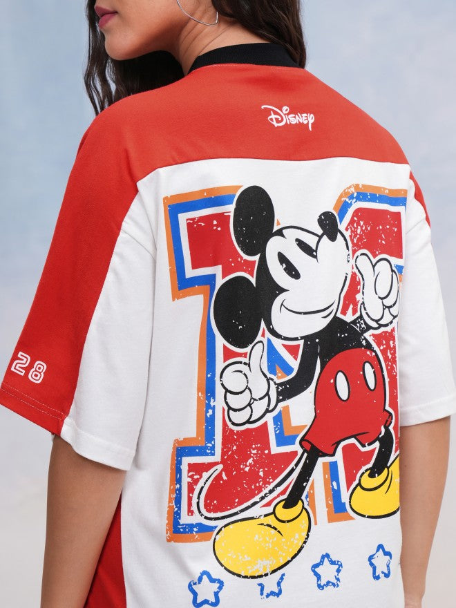 Disney By Tokyo Talkies Women Red Mickey Mouse Printed T-Shirt Dress - Red - Image 5