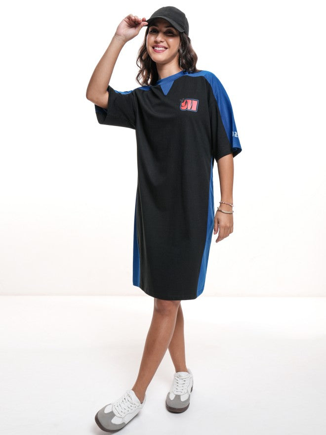 Disney By Tokyo Talkies Women Blue Mickey Mouse Printed T-Shirt Dress - Blue - Image 2