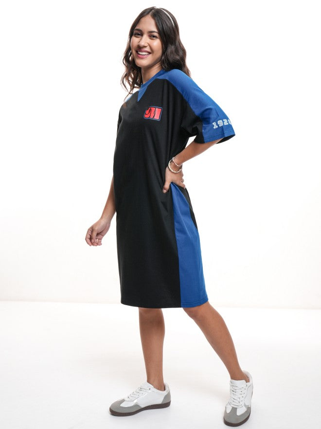 Disney By Tokyo Talkies Women Blue Mickey Mouse Printed T-Shirt Dress - Blue - Image 4