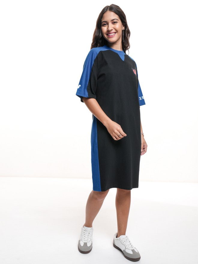 Disney By Tokyo Talkies Women Blue Mickey Mouse Printed T-Shirt Dress - Blue - Image 6