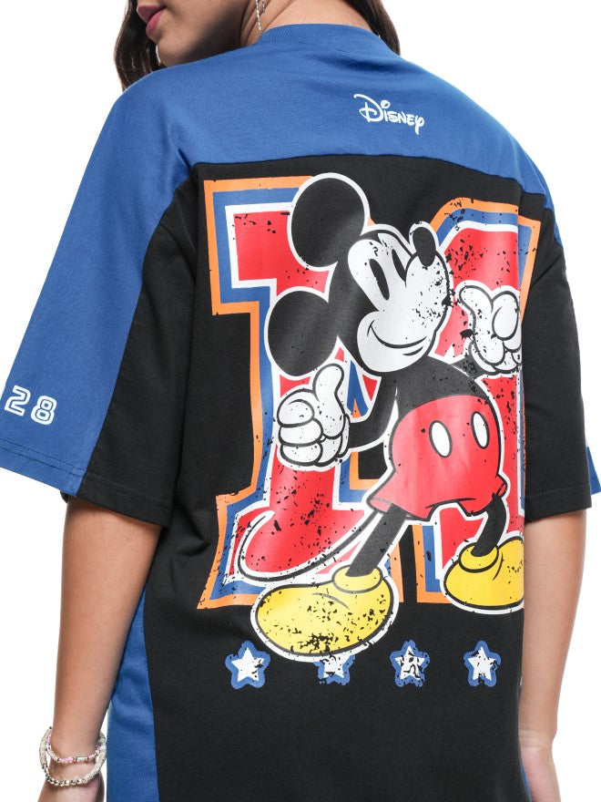 Disney By Tokyo Talkies Women Blue Mickey Mouse Printed T-Shirt Dress - Blue - Image 7