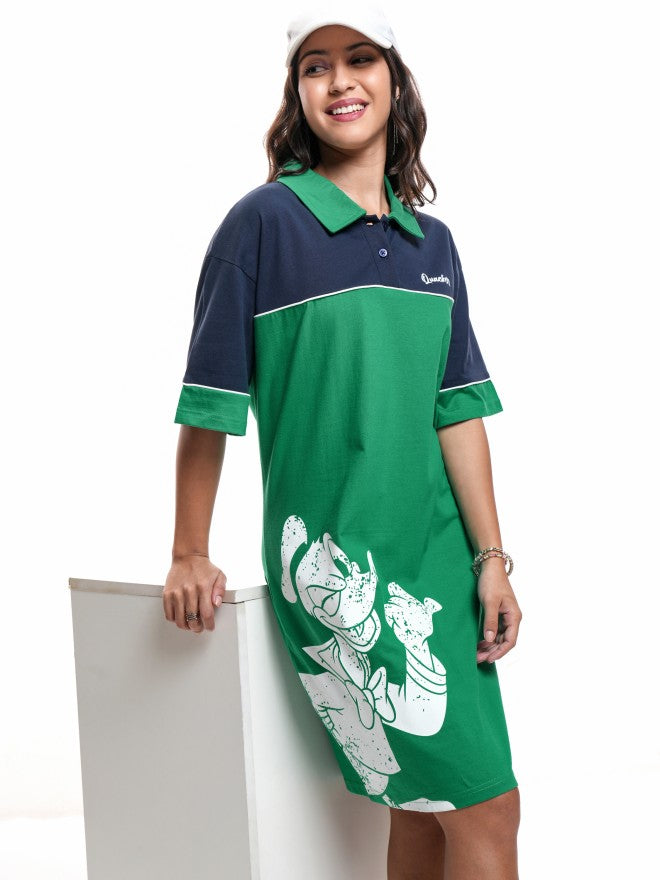 Disney By Tokyo Talkies Women Navy Blue Donald Duck Printed T-Shirt Dress - Navy Blue - Image 1