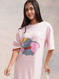 Disney By Tokyo Talkies Women Pink Dumbo Printed T-Shirt Dress - Pink - Image 1