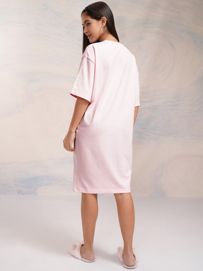 Disney By Tokyo Talkies Women Pink Dumbo Printed T-Shirt Dress - Pink - Image 3
