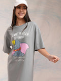 Disney By Tokyo Talkies Women Grey Dumbo Printed T-Shirt Dress - Grey - Image 1