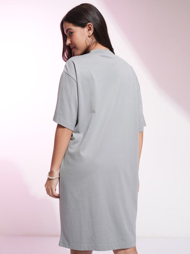 Disney By Tokyo Talkies Women Grey Winnie The Pooh Printed T-Shirt Dress - Grey - Image 3