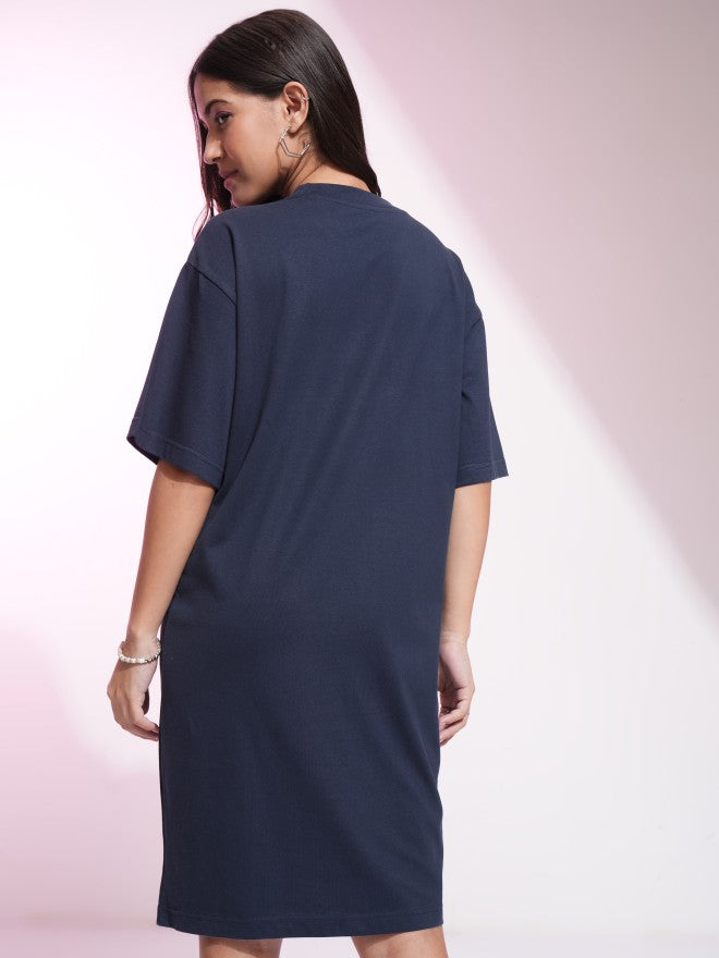 Disney By Tokyo Talkies Women Navy Blue Winnie The Pooh Printed T-Shirt Dress - Navy Blue - Image 3