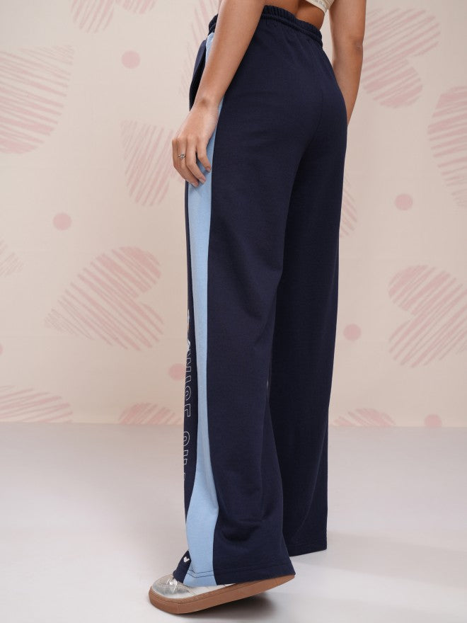 Disney By Tokyo Talkies Women Navy Blue Donald Duck Printed Flared Casual Trouser - Navy Blue - Image 3