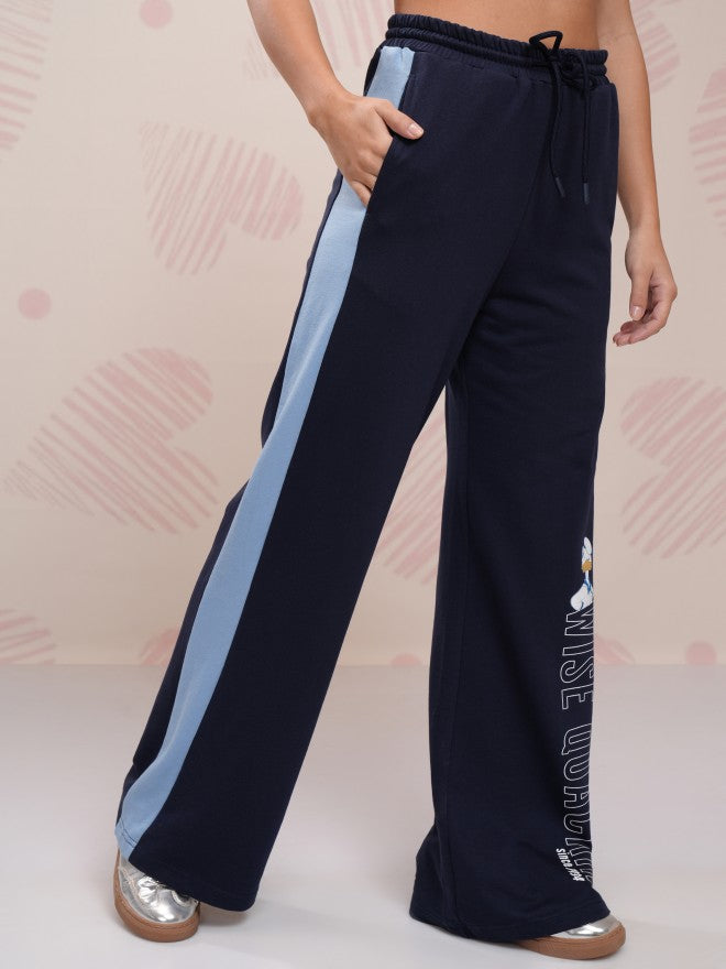 Disney By Tokyo Talkies Women Navy Blue Donald Duck Printed Flared Casual Trouser - Navy Blue - Image 6