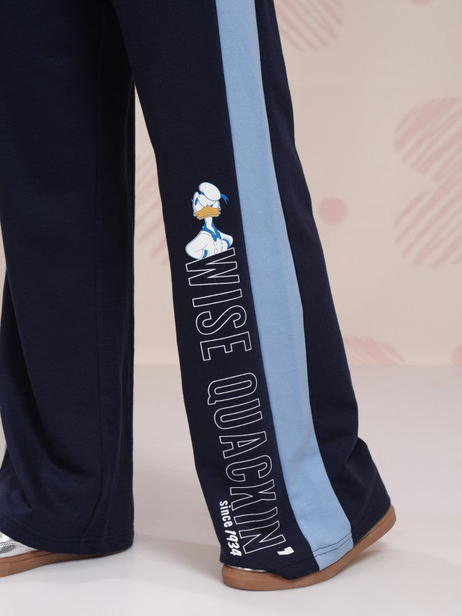 Disney By Tokyo Talkies Women Navy Blue Donald Duck Printed Flared Casual Trouser - Navy Blue - Image 7
