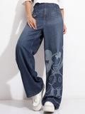 Disney By Tokyo Talkies Women Blue Mickey Mouse Wide Leg Stretchable Jeans - Blue - Image 1