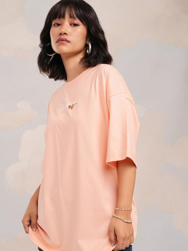 Disney By Tokyo Talkies Women Peach Jasmine Printed Round Neck T-Shirt - Peach - Image 4